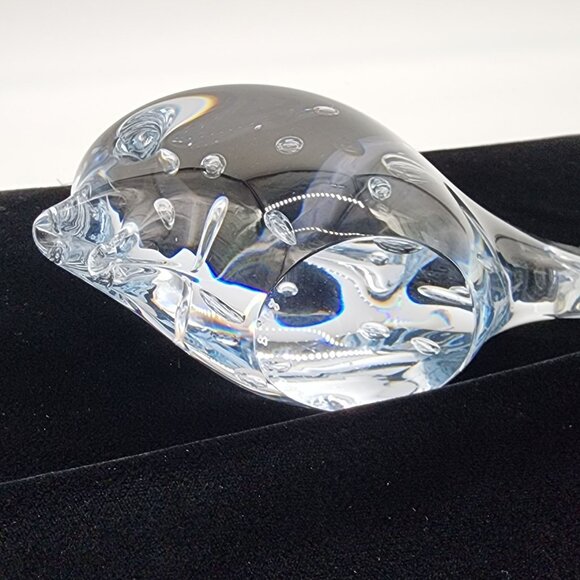 Signed Marcolin Art Glass Paperweight Crystal Fish Figure Bubbles 4.75" Tall - Picture 5 of 9
